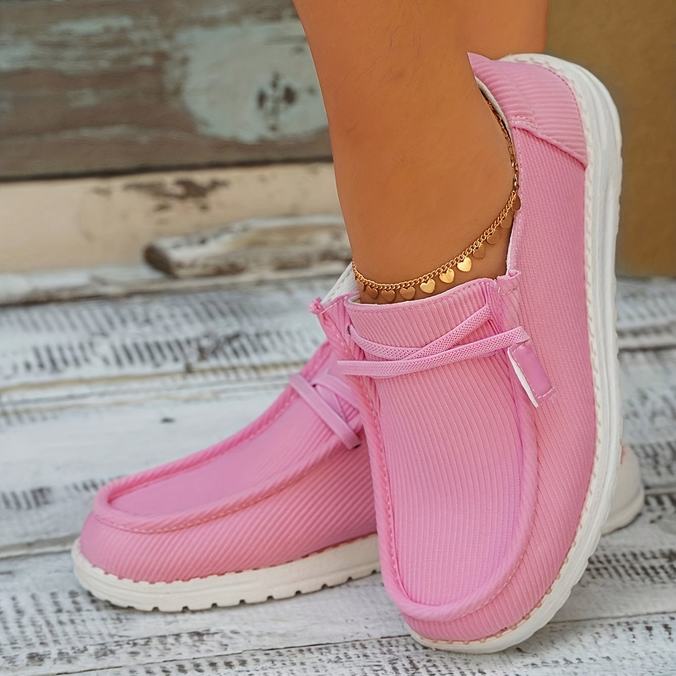 Solid Color Canvas Shoes, Round Toe Lace Up Loafers