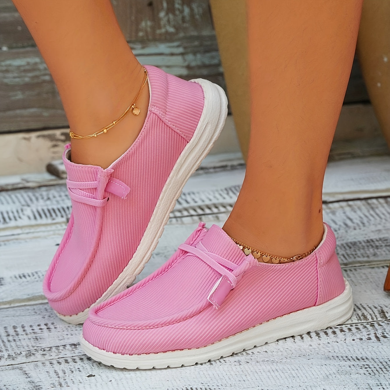 Solid Color Canvas Shoes, Round Toe Lace Up Loafers